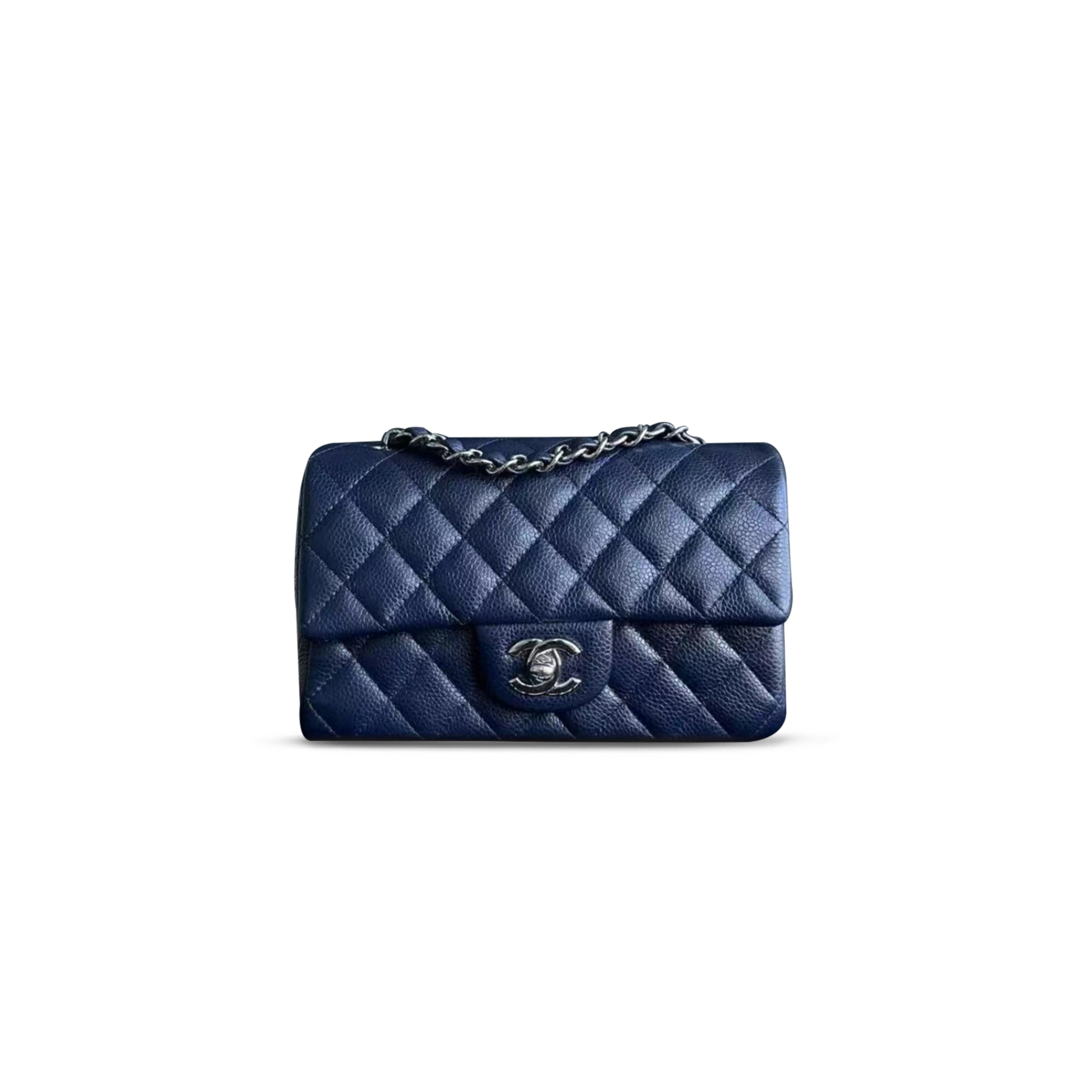 CHANEL CAVIAR QUILTED MINI DOUBLE FLAP DARK BLUE AS1116 (20*12*6cm)